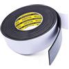 MILEQEE Nastro adesivo in schiuma EVA su un lato, 50mm x 5m, striscia sigillante su un lato, nastro in spugna per finestre, resistente alle intemperie, nastro sigillante isolante autoadesivo (nero).
