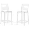 SIEDITI FUORI E DENTRO Coppia Sgabelli Aria XL in policarbonato trasparente, per bancone da cucina, altezza seduta 65 cm, design moderno con gambe smontabili (2 Sgabelli)