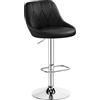 Yaheetech Sgabello Bar Alto Altezza Regolabile Cucina Design Moderno con Schienale Girevole Imbottito in Finta Pelle Poggiapiedi Metallo Nero