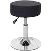 Mendler Sgabello Girevole Regolabile Moderno HWC-C22 Cromato Tessuto Ø 35cm Grigio Scuro