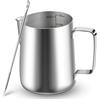 Vonsera Bricco Latte 350ml in Acciaio Inox, Pentolino Latte con Segno di Misurazione Montalatte Brocca In Schiuma per la Preparazione di Cappuccino, Espresso, Latte Art