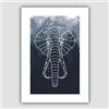 Artze Wall Art Stampa artistica geometrica con testa di elefante con palme blu navy, formato A4