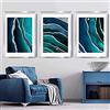Artze Wall Art Abstract Art Prints - Set di 3 stampe artistiche, 30 x 40 cm (larghezza x altezza), colore: foglia di tè/blu/argento