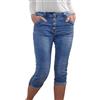 Karostar Jeans da donna Baggy Denim Stretch-Bermuda Short Denim Jeans Pantaloni Boyfriend |Bottoni decorativi per gioielli | 7/8 Capri, Classy Denim, 4XL
