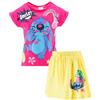 Disney Stitch Set da 2 Pezzi per Ragazze, Maglietta e Gonna con Motivo Smile per Bambine, Taglia 8 Anni | Giallo