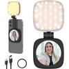 NEEWER BASICS Luce Selfie Magnetica Compatibile con MagSafe iPhone, CRI95 700lx/0.3m Ring Light Telefono LED Pieghevole con Supporto/Specchio per Zoom Trucco Foto Riprese Videoconferenza, Nero NL48B