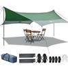 Forceatt Tenda Parasole da Campeggio, 3,7 * 4,3 m Tarp con 6 Punti di Fissaggio Può Essere Utilizzato con Tenda e Amaca Escursionismo, Zaino in Spalla e Giardino
