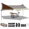 Forceatt Tenda Parasole da Campeggio Tarp, 3,7 * 4,3 m Tarp Parasole Tenda con 6 Punti di Fissaggio Può Essere Utilizzato con Tenda e Amaca in Campeggio, Escursionismo, Zaino in Spalla e Giardino.