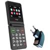 TTfone Telefono cellulare pieghevole TT660 per anziani con pulsanti grandi, assistenza emergenza e lunga durata batteria, 3G e 4G LTE, nero (con caricatore di rete)