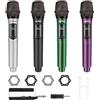 talomen Microfono wireless karaoke 2,4 GHz, microfono dinamico portatile professionale con ricevitore ricaricabile, per canto, karaoke, feste, esibizioni dal vivo, K604 Argento, Nero, Verde, Viola