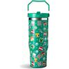 HOX Minrcraft - Borraccia da viaggio in acciaio inox, a doppia parete, 900 ml, con maniglia, mantiene le bevande calde e fredde