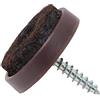 Adsamm® / 16 x feltrini con vite / marrone / Ø 24 mm / tondi / scivoli in plastica con vite e base in feltro / piedini protettivi per mobili Adsamm® Quality