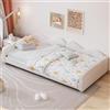 Dolamaní Letto singolo divano letto 90 x 200 cm camera piccola, in tessuto Teddy con schienale, letto imbottito per bambini e ragazze, letto per ragazzi (bianco)