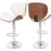 Mendler Sedia Sgabello Regolabile Girevole Foxrock Design Elegante Legno Ecopelle Noce Avorio