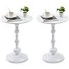 Ginhow Tavolino da caffè bianco rotondo, set da 2 tavolini rotondi per soggiorno, stile vintage, tavolino piccolo in metallo, creativo Coffee Table (bianco, 40 x 45 cm)