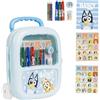 CERDÁ LIFE'S LITTLE MOMENTS Set di cancelleria colorato Trolley Bluey - Kit scuola per bambini con valigetta di ruote | Include adesivi, colori e foglie da colorare Bluey