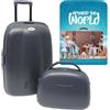 WELL HOME MOBILIARIO & DECORACIÓN Set di valigie trolley + beauty case abs inserisci una custodia protettiva Around The World, multicolore, Set valigia Trolley + trousse con custodia protettiva