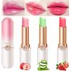 HOPHAT Set di rossetti in gelatina, Set di balsamo per le labbra con cambio di colore della frutta, Balsamo per le labbra alla fragola e aloe vera alla pesca, Set per il trucco delle labbra idratante (3PCS)