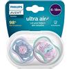 AVENT ULTRA AIR CIUCCIO ORTODONTICO 6-18 MESI PESCE PALLA/CAVALLUCCIO MARINO 2 PEZZI