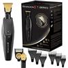 Remington Remingotn Regolabarba Uomo - 2 lame rivestite in titanio: 30 mm e 7 mm - Rifinitore di precisione a T, 6 pettini di estensione + pettine di fissaggio regolabile, 100% impermeabile, regolabarba, MB7000