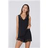 Tezenis Pigiama Corto Spalla Larga Viscosa Pizzo Donna Nero
