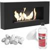 KRATKI Delta Flat Caminetto a bioetanolo + ciottoli 1 kg + imbuto + biocarburante liquido 1 l + contenitore per biocarburante | biocontenitore 0,4 l, TÜV | acciaio, 40 x 90 cm, nero opaco