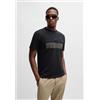 BOSS per uomo. 50525224 T-shirt regular fit in cotone stretch con disegno flag Nero [3192626], Casual, Manica corta