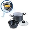 Genius Cerafit Magic Pot Set di pentole da 20 cm - Pentola da 3,7 l con filtro e coperchio in vetro per cucinare facilmente, girare, cuocere e servire la pasta, pentola per pasta per tutti i piani