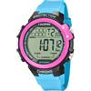 Calypso Orologio Digitale Uomo - Gomma Blu - Impermeabile 10 ATM - Data e Calendario, Cronografo, Doppio Fuso Orario, Luce, Allarme, 12/24 Ore - K5817/1 Color Splash