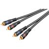 Goobay 50433 Cavo di Collegamento Stereo 2 RCA, a Doppia Schermatura, Nero, 0.2m Lunghezza del Cavo