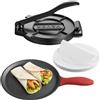 VEVOR Pressa per Tortilla Manuale da 200 mm Piastra per Pressa Piadine con Manico e 100 Fogli di Carta da Forno, Macchina per Pressa Pizza in Ghisa Grigia, Durevole e Antiruggine, Facile da Usare