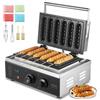 VEVOR Waffle Stick Maker Commerciale, 6 Pezzi 1500W Macchina Waffle Antiaderente in Acciaio Inox per Hot Dog di Mais con Controllo Temperatura Tempo, Maniglia, per Ristorante Panetteria Snack Bar