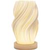 HOMCOM Lampada da Tavolo Ondulata a 3 Colori con presa USB, in ABS e Caucciù, Ø12x20 cm, Bianco e color Legno | Aosom Italy