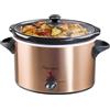 Bestron Slowcooker per 4 persone, con padella in ceramica e coperchio in vetro, termostato a 3 livelli, ideale per molti piatti come carne, zuppe e verdure, 3,5 litri, collezione di rame