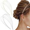 Ypkia Cerchietto per capelli in metallo multistrato sottile da donna, elegante fascia per capelli da donna (oro, argento)