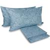 hermet Laura Biagiotti, Set Lenzuola Matrimoniali Cotone, Completo Letto, 100% Cotone, Lenzuolo Sopra, Lenzuolo Con Angoli, Coppia Federe, Fantasia Paisley Cursa Azzurro