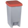 Adatto-M T909967 Pattumiera a pedale polipropilene grigio con coperchio rosso 60 litri (confezione da 6 pezzi)