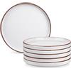 vancasso Serie VENUS Set di 6 Piatti, 21.2 cm Piatti Dessert per Cucina, piatti da Insalata in Gres, Piatti da Pizza Pasta Spaghetti, Forno a Microonde e Lavabile in Lavastoviglie, Bianco