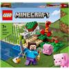 LEGO Minecraft L'agguato del Creeper, Mattoncini da Costruzione con Steve e 2 Minifigure, Giochi per Bambini 7+ Anni 21177