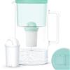 Wessper Caraffa Filtrante di Vetro con 1 Cartuccia Aquaclassic (Compatibile con Brita Classic), Elimina Cloro, Impurità e Metalli Pesanti, 3 Litri, Menta