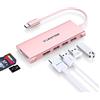 LENTION 6-in-1 Hub USB C HDMI 4K, 3 USB 3.0, Lettore di Schede SD/Micro SD, Adattatore per 2024-2016 MacBook Pro M1/M2/M3/M4, Nuovo Mac Air, iPhone 15 Plus Pro Max, Surface Pro (C34, Oro Rosa)