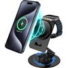Aukvite Stazione di Ricarica Wireless per Apple, 2 in 1 Supporto di Ricarica Magsafe per iPhone 15/14/13/12, Caricatore iWatch per Apple Watch 9/8/7/6/SE/5/4/3/2 (Nero)