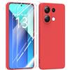 MIKULLE Cover in Silicone per Xiaomi Redmi Note 13 4G con 2 Pellicola Vetro Temperato, Custodia Morbido Silicone Ultra Sottile Liquida TPU Antiurto AntiGraffio Case - Rosso