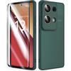 SMYTU Cover per Xiaomi Redmi Note 13 Pro 4G 6,67 Pollici con Vetro Temperato,Custodia Opaca Hard PC Glassata Traslucida Retro Resistente ai Graffi Silicone Antiurto Protettiva Case - Verde scuro