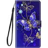 Guxira Cover Protettiva Pelle per Samsung Galaxy S24 FE, Silicone Custodia A Libro Portafoglio Flip Case con Antiurto Magnetica Slot Carte per Ragazze Donne - Farfalla Viola