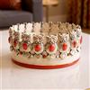 Ceramiche Sofia Stand Centrotavola in Ceramica di Caltagirone Ø 22 cm — Gufi, Madreperla Antichizzato Rosso - 22 cm / Madreperla Antichizzato