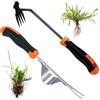 DragonX2 2 PCS Strumento Rimozione Erbacce Acciaio Inox Estirpatore Erbacce Manuale con Manico in Gomma Estirpatore Erbacce Attrezzi da Giardino per Rimuovere Le Erbacce dal Giardino