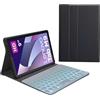 HLTOOP Custodia con Tastiera per Lenovo Tab M9 2023 Versione 9.0 (TB-310FU/TB-310XU), Tastiera Bluetooth Retroilluminata A 7 Colori, Staccabile Magneticamente,Bianca