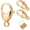 Beebeecraft 1 Scatola 50 Pezzi Fermagli A Moschettone Placcati in Oro 24K 304 Fermagli A Scatto in Acciaio Inossidabile per Braccialetti Collane Creazione di Gioielli da 15mm