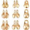 Beebeecraft 300 pz 3 Dimensioni Punte per Perline A Conchiglia Placcate in Oro 18K 304 Punte per Perline Piccole Pieghevoli in Acciaio Inossidabile Coprinodi Terminali Tappi Connettore Catena A Sfere